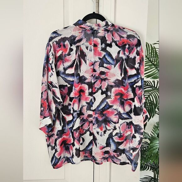 IMNYC Floral Button-Down Shirt - Pink, Black, White - Picture 3 of 4